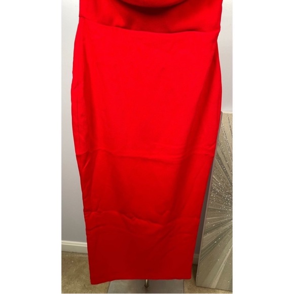 NWT Alex Perry Red Darcy Draped Bustier Sweetheart Midi Dress Size 6 - Picture 8 of 12